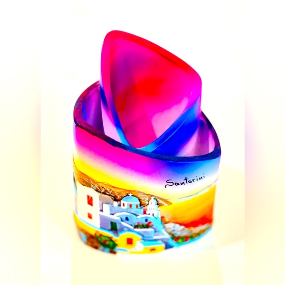 Santorini Candle-Holder Bright colored ceramiccandle holder Made in Greece ๐ฌ๐ท - Picture 6 of 7